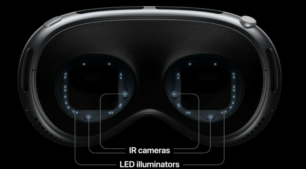 IR cameras and LEDs within the Apple Vision Pro enable eye-tracking